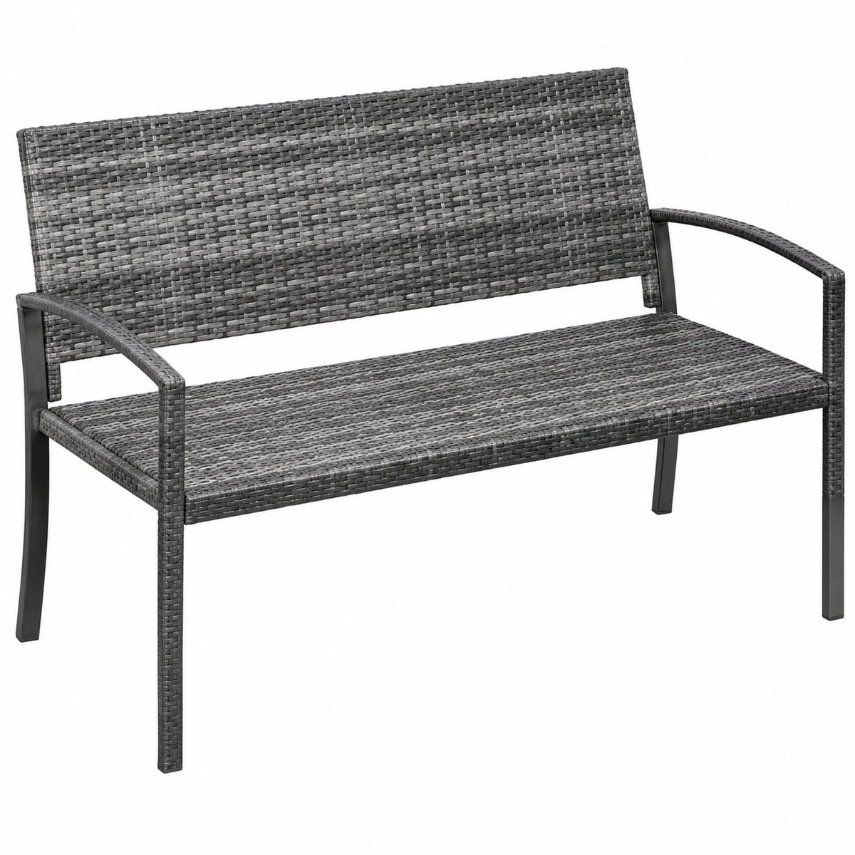 Banc de jardin en rotin synthétique gris anthracite | 2 places | accoudoirs | RotinDéco