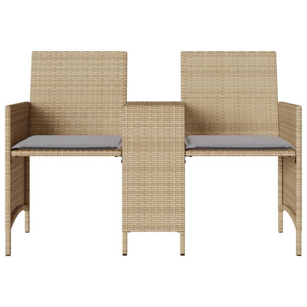 Canapé rotin 2 fauteuils | vue de face | coussins gris | fond blanc | RotinDéco
