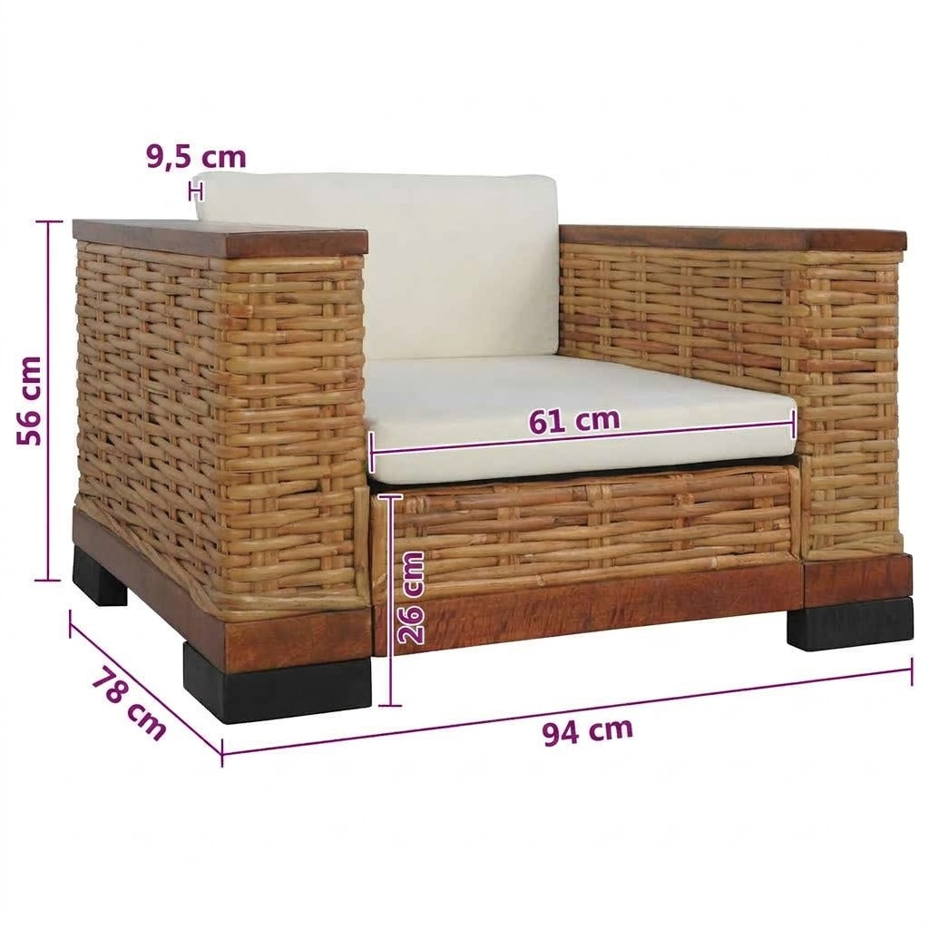 Dimensions du fauteuil rotin naturel 94x78x56 cm – RotinDéco