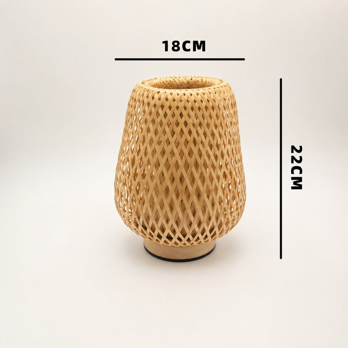 Lampe de table bambou tressé avec dimensions hauteur 22 cm diamètre 18 cm