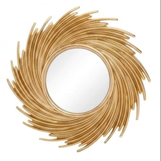Miroir mural rond en rotin doré et rotin naturel – RotinDéco