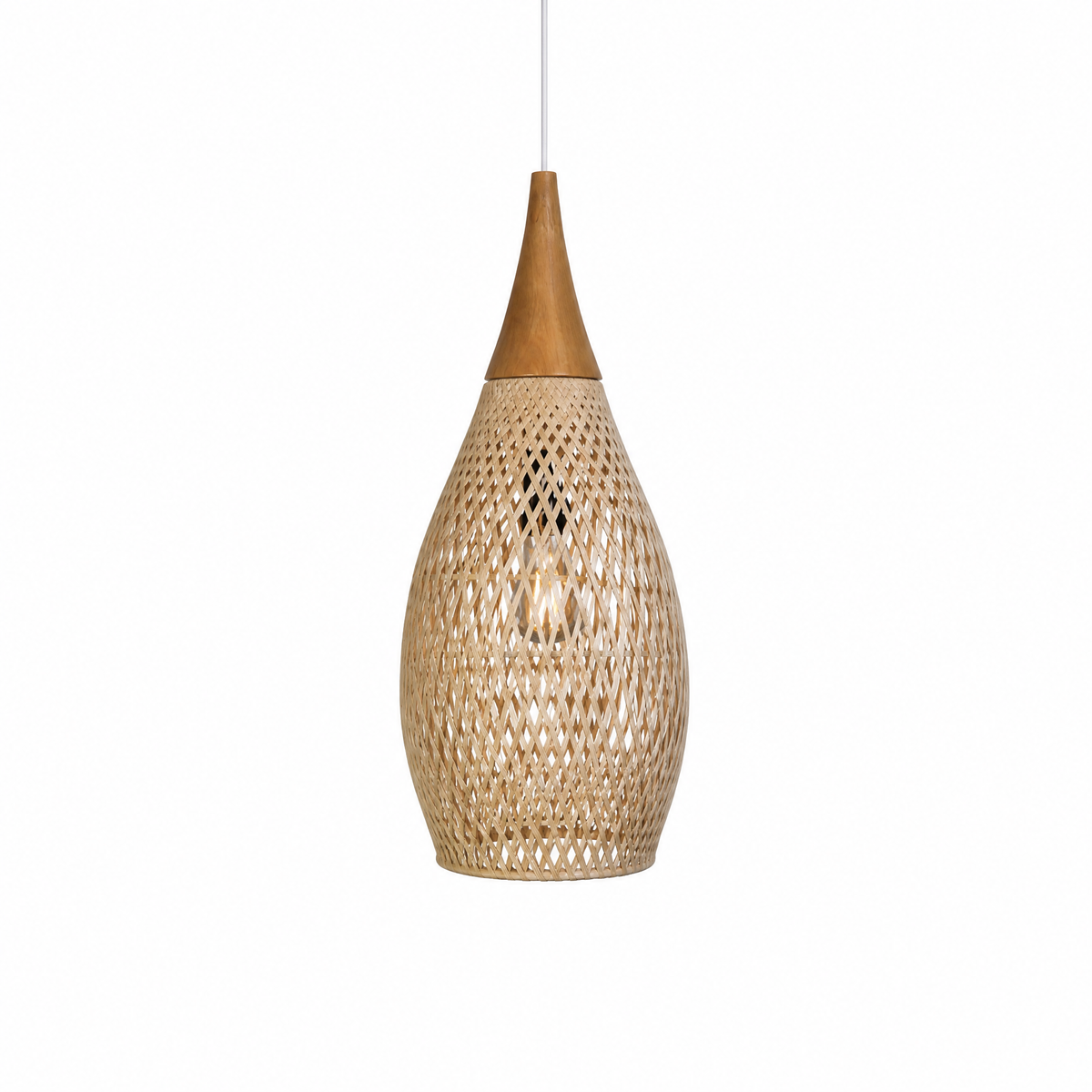 Suspension en Rotin Tressé Style Japonais Naturel Beige 
          Forme Goutte